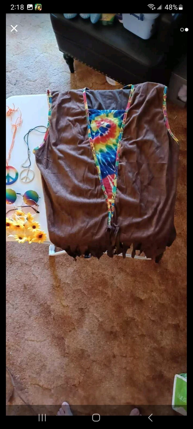 Brown Suede-like Vest with Tie-Dye Insert