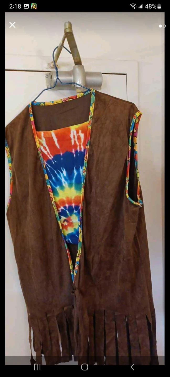 Brown Suede-like Vest with Tie-Dye Insert - photo 2