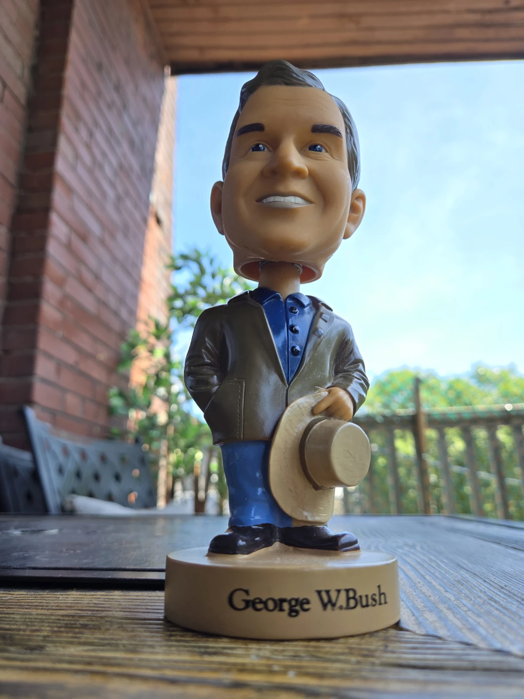 "George W. Bush of Crawford County Texas" bobblehead.