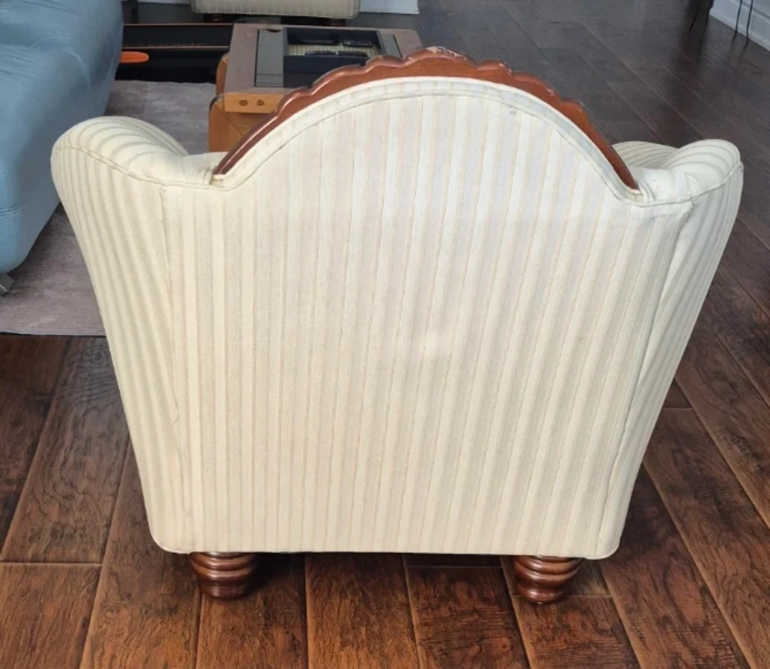 2 Cream Striped Armchair - photo 2