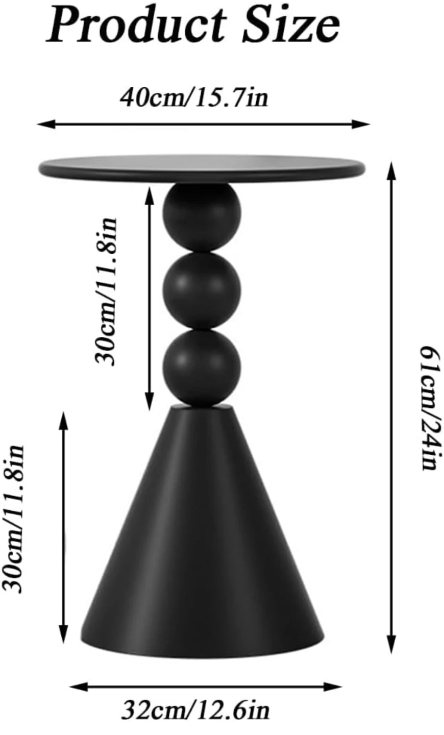 Haiansan Small Round Coffee Table - Black Metal Pedestal - photo 3