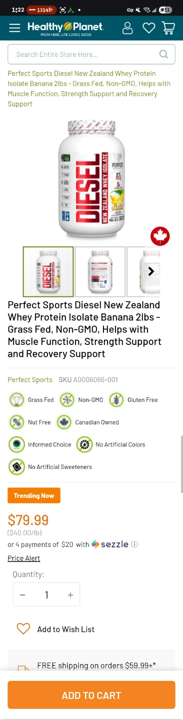 Perfect Sports Diesel New Zealand Whey Isolate Banana 2lbs - photo 4