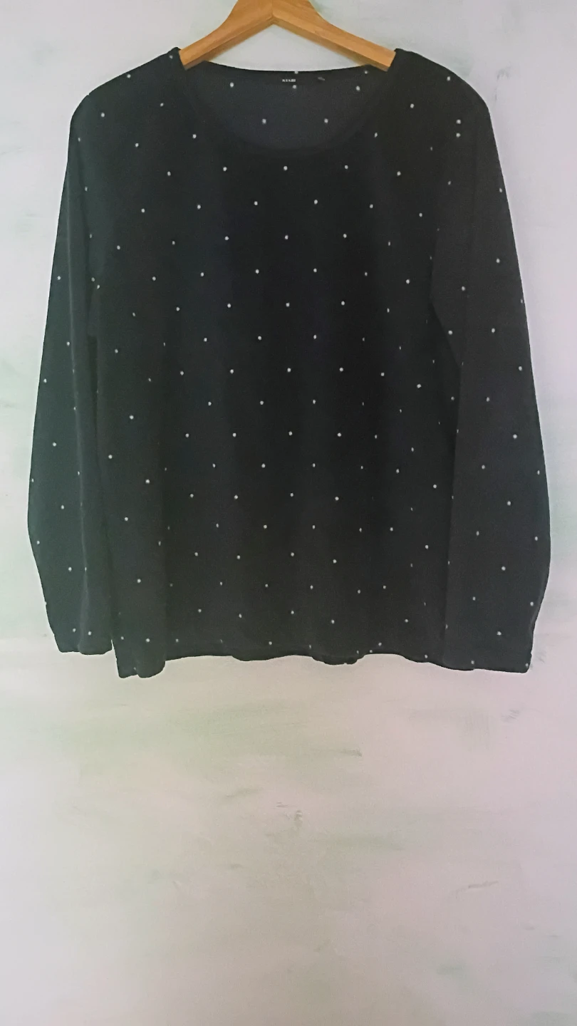 Navy polka dot pajama set - Long sleeve top & pants