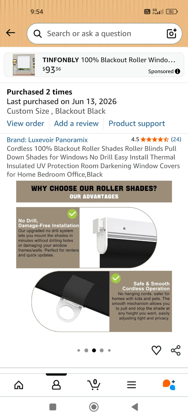 Luxevoir Panoramix Blackout Roller Shades - Black