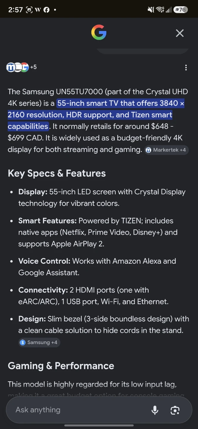 Samsung 55" TU7000 4K UHD Smart TV - photo 5