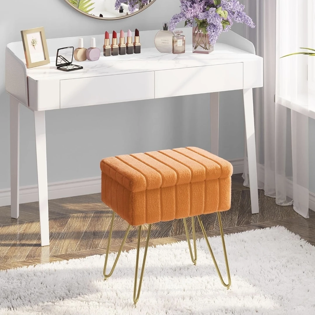 Orange Ottoman Chair with Storage - photo 2
