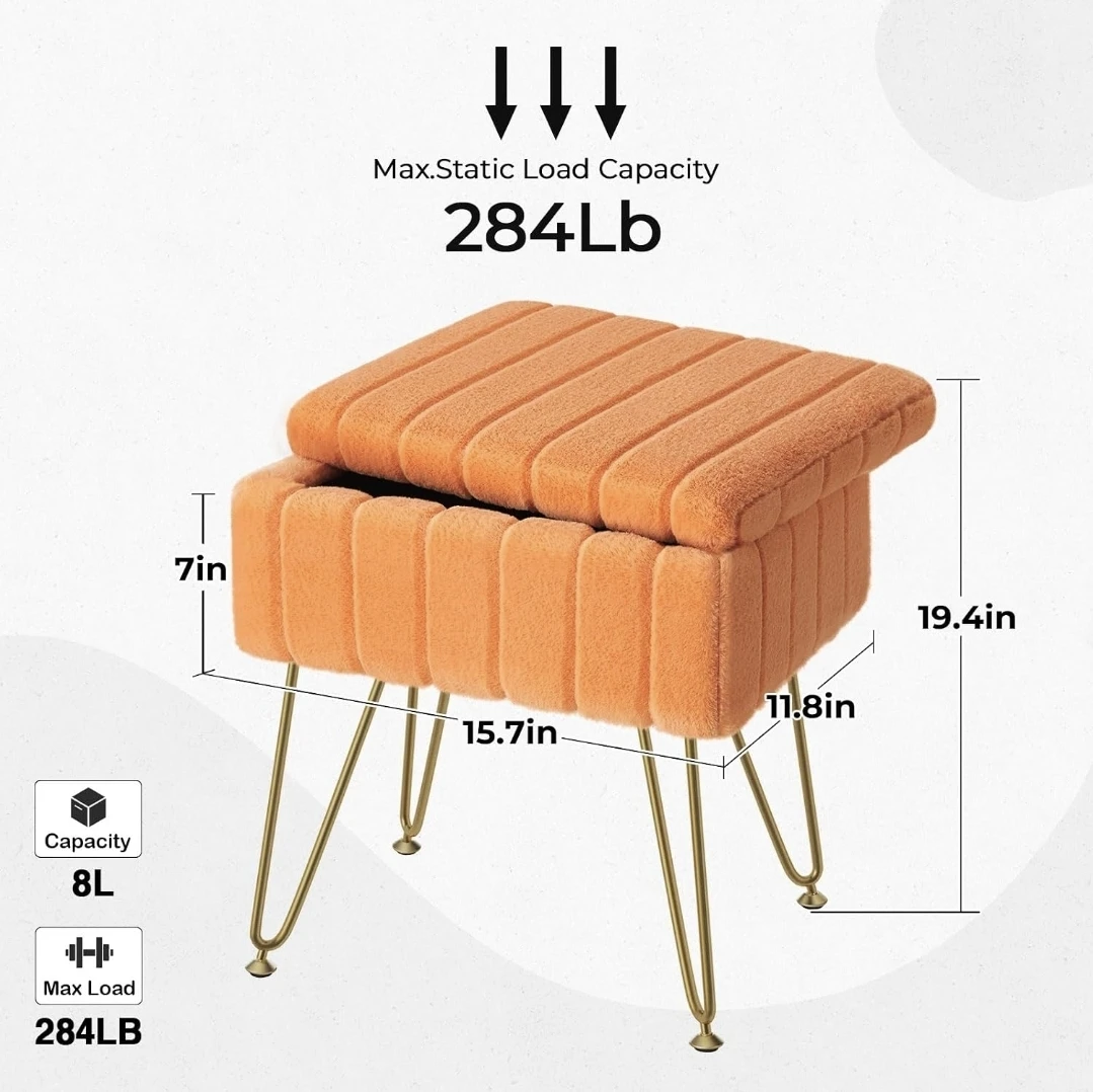 Orange Ottoman Chair with Storage - photo 3
