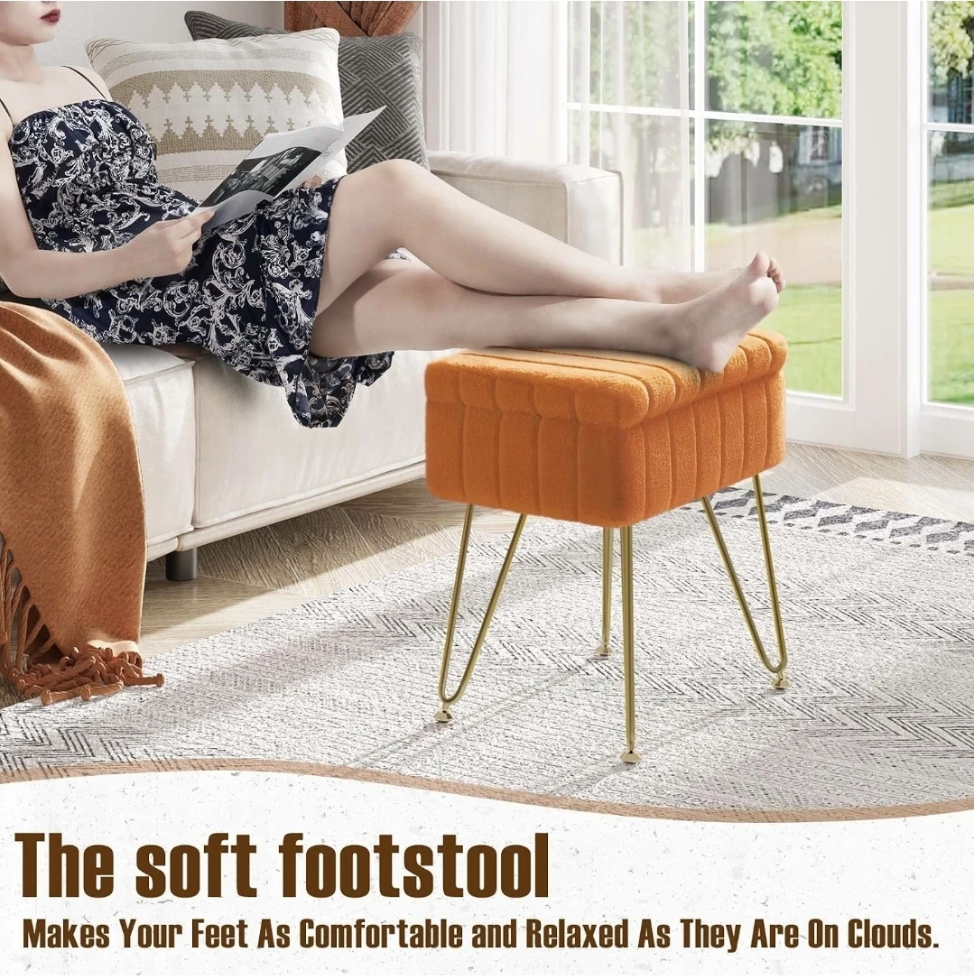 Orange Ottoman Chair with Storage - photo 4
