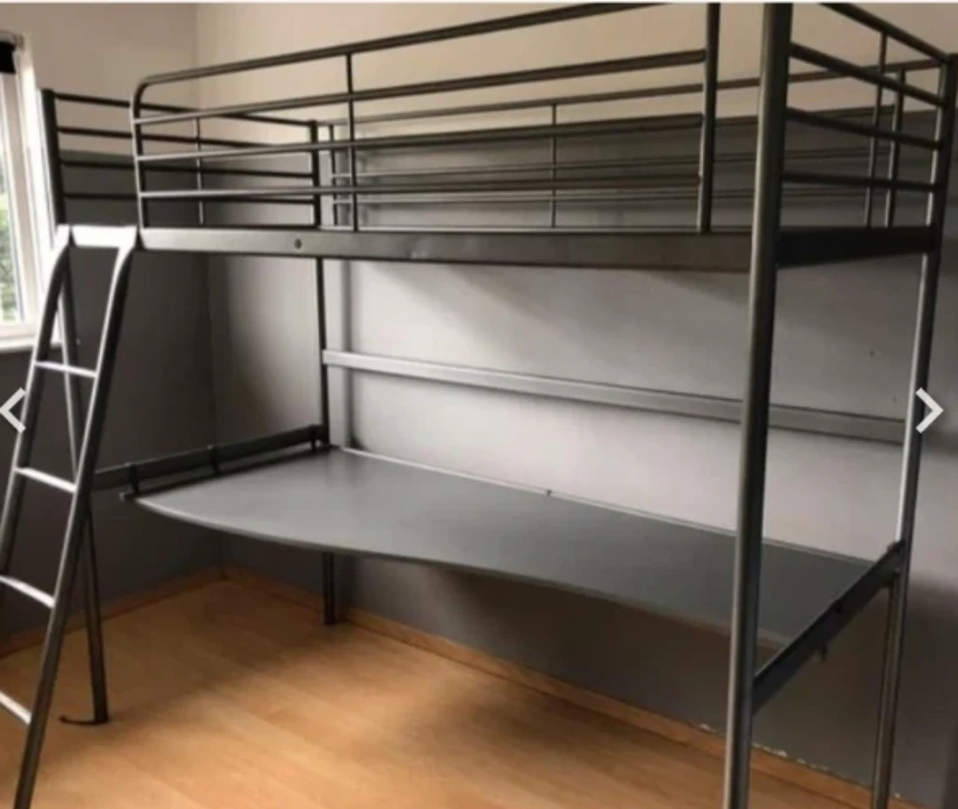 IKEA SVARTA Metal Loft Bed with Desk