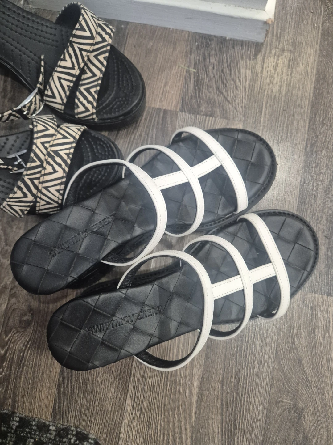 Crocs Wedge Sandals - Black & White Zigzag - photo 3