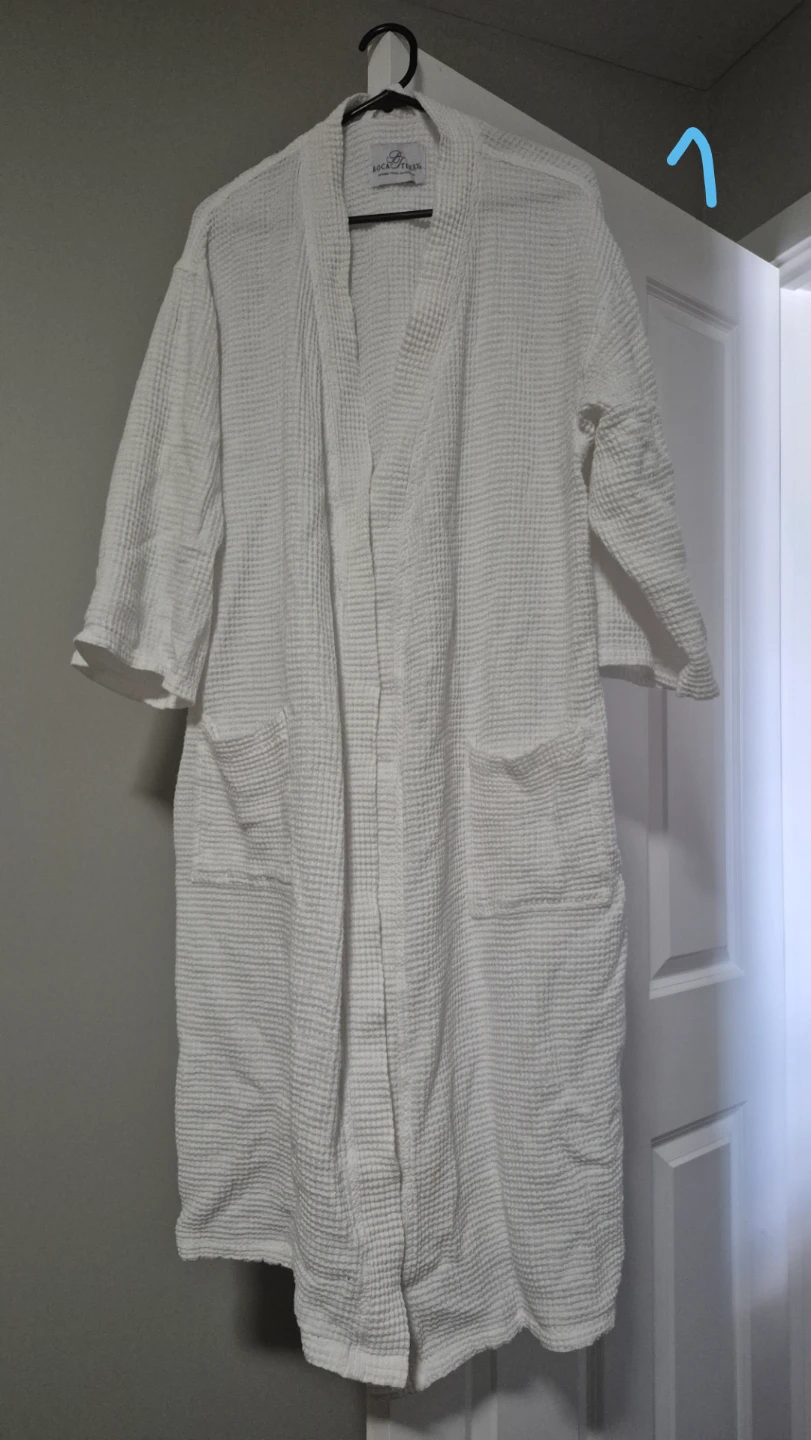 2 Unisex White Waffle Knit Robes