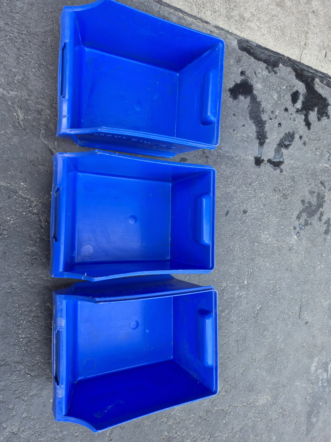 Blue Plastic Storage Bins (Set of 3)