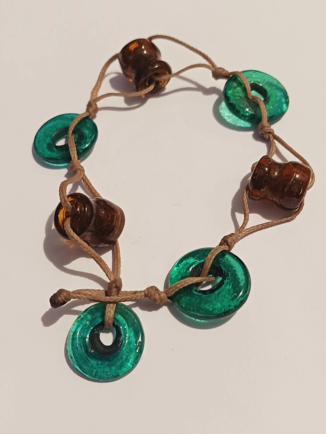 Boho Beaded Bracelet - Green and Brown Glass - photo 4