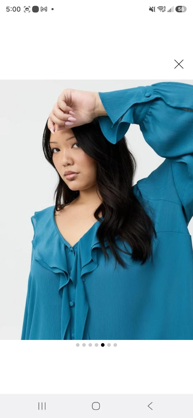 Teal Ruffle Neck Blouse - photo 2
