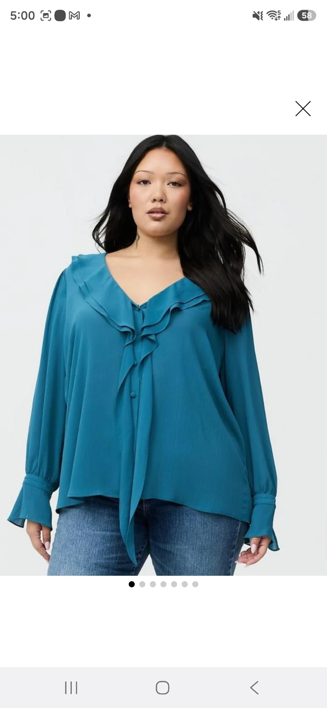 Teal Ruffle Neck Blouse - photo 3