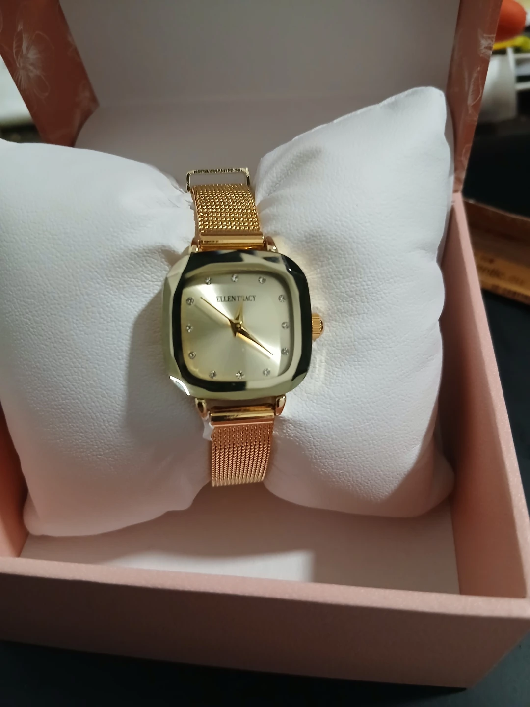 Ellen Tracy Women's Gold Mesh Band Square Watch - photo 2