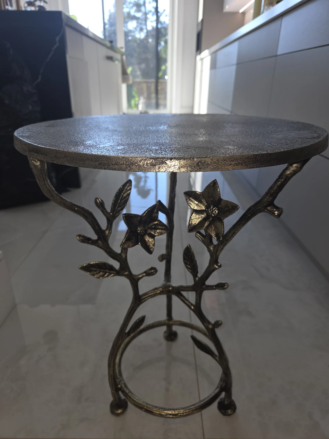 Decorative Side Table with Floral Accents