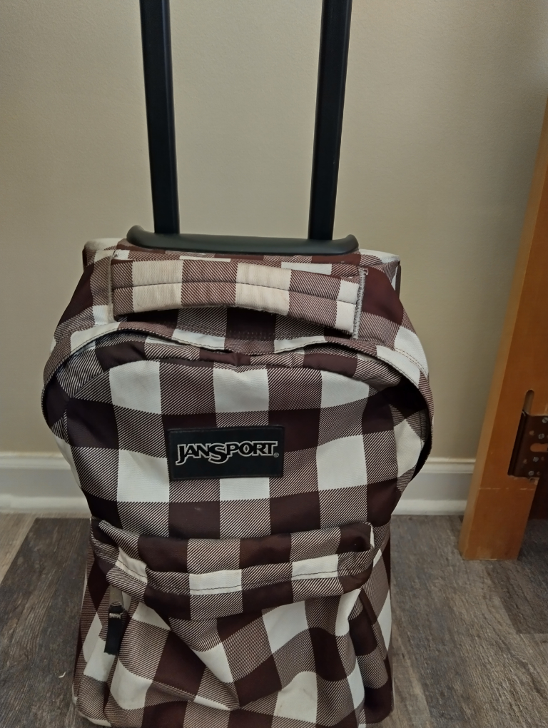 Jansport Rolling Backpack - Brown & White Plaid