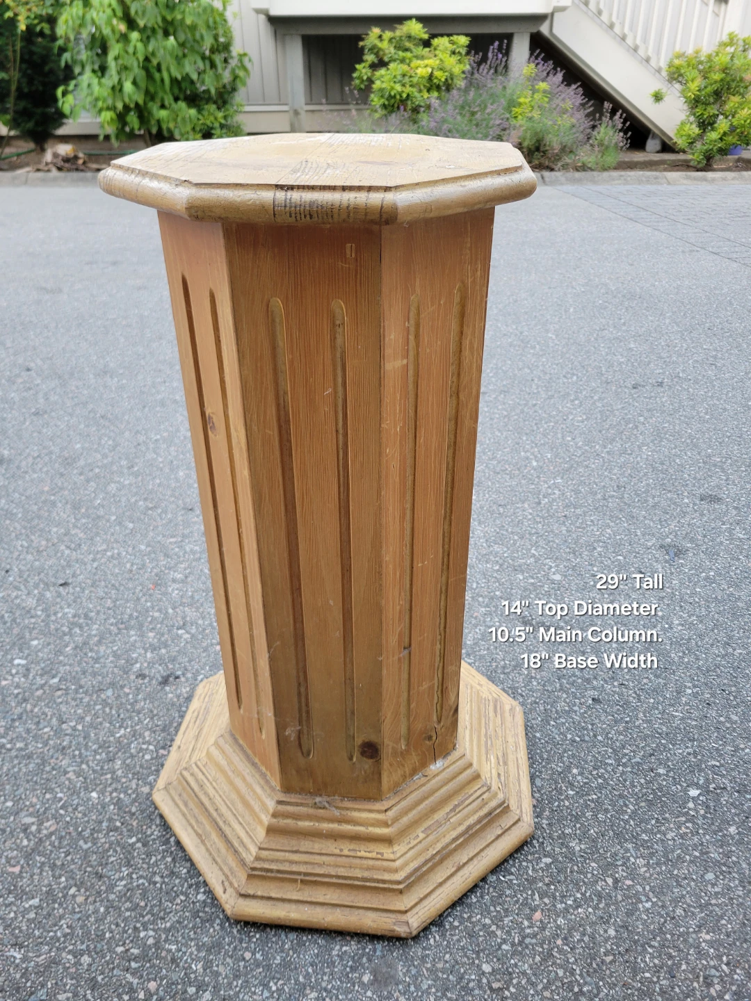 Vintage Octagonal Wooden Pedestal Stand / Plant Column. - photo 3