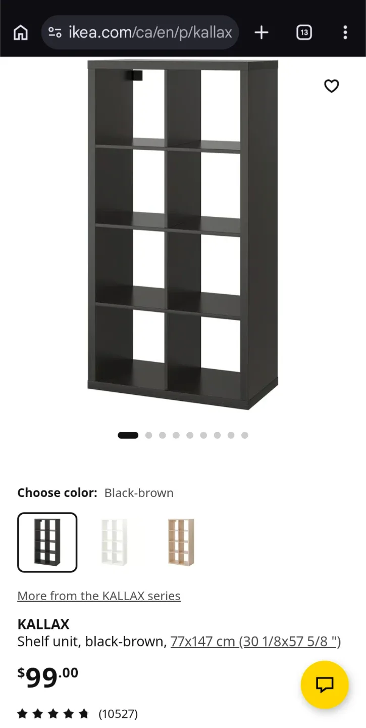 IKEA KALLAX Shelf Black-Brown with 6 inserts cream/off-white - photo 4