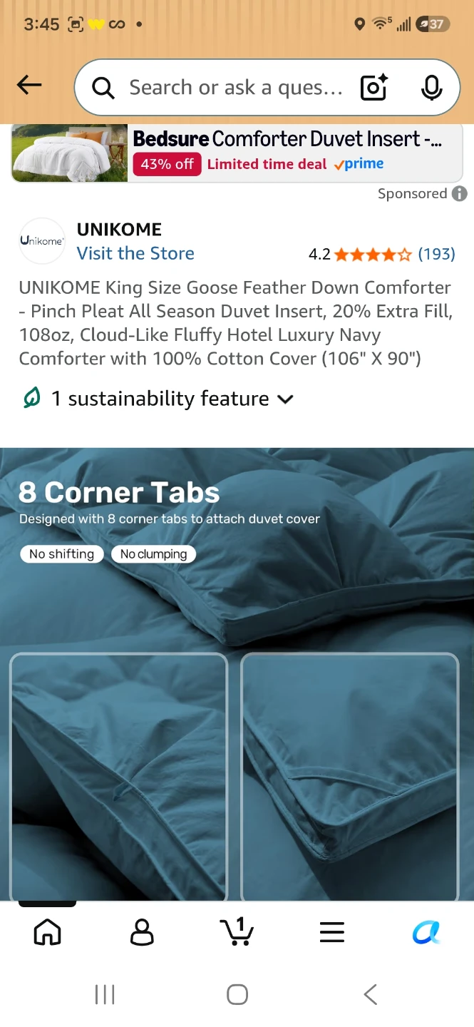 UNIKOME King Size Goose Feather Down Comforter - photo 3