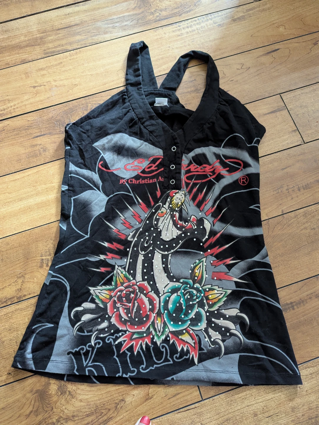 Ed Hardy Black Graphic Tank Top