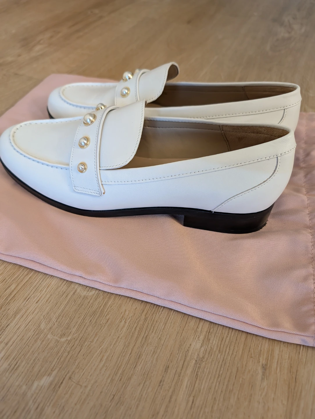 Stuart Weitzman White Pearl Loafers