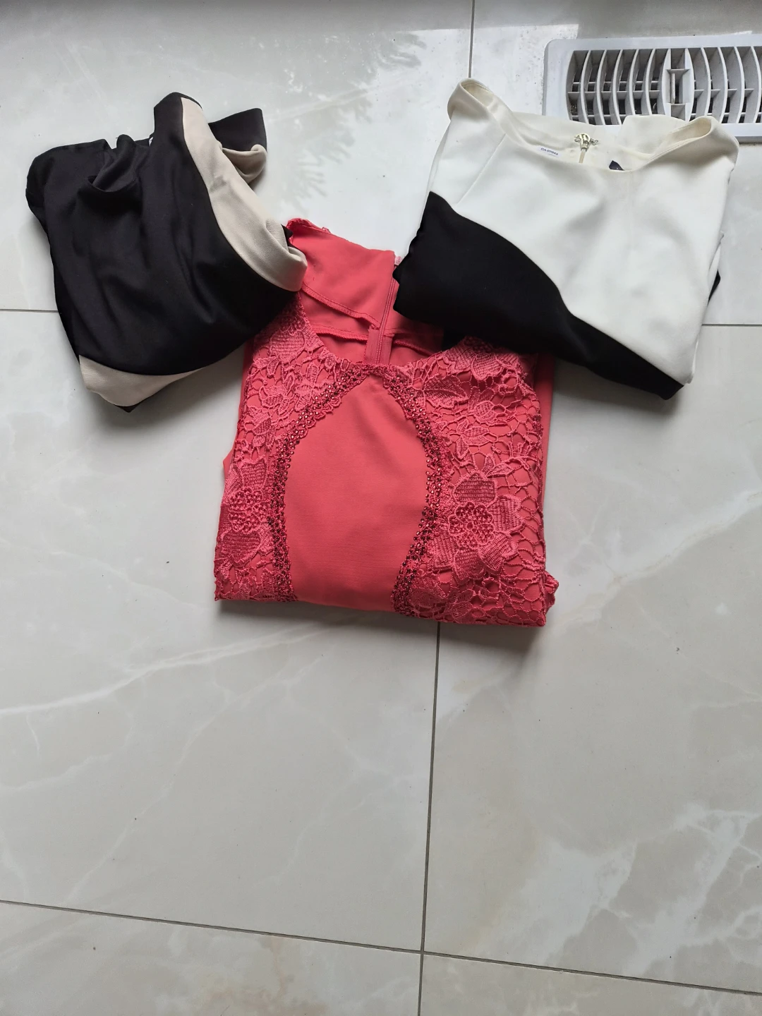 Coral Lace Dress & Colour Block dress Bundle