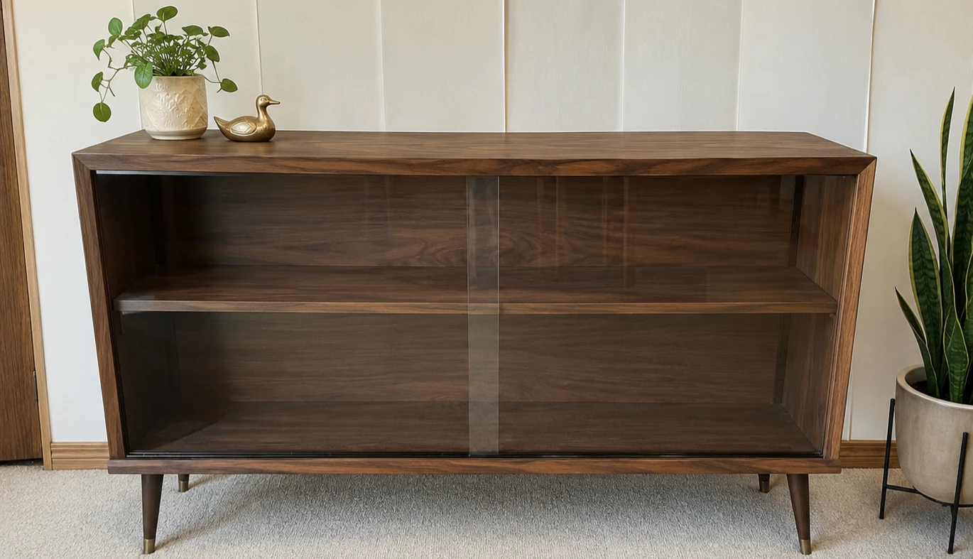 Mid-Century Modern Walnut Display Cabinet