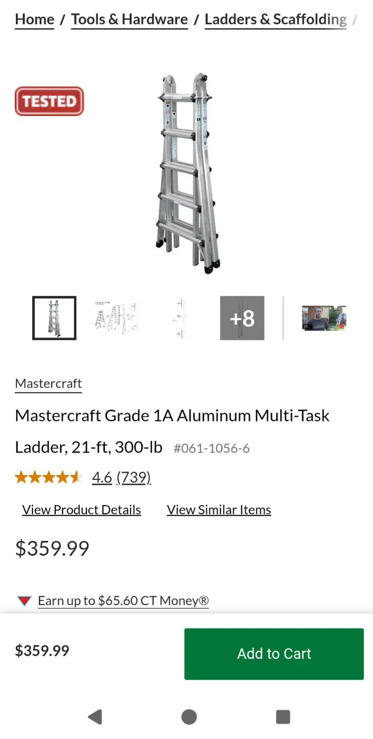 Mastercraft Grade 1A Aluminum Multi-Task Ladder, 21-ft, 300-lb
