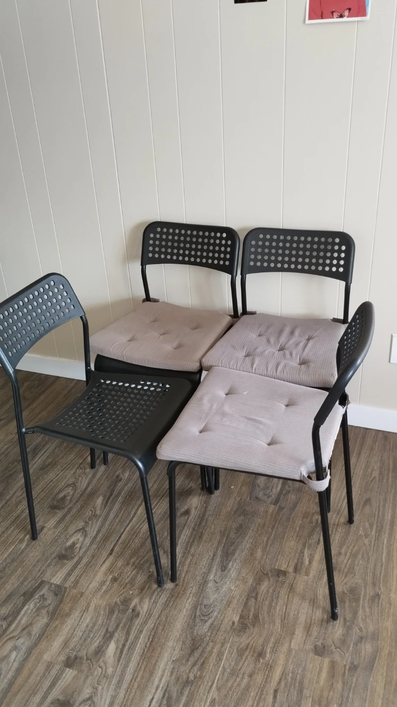 Set of 4 Black Chairs with Padded Seats