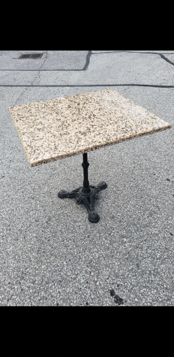 Granite Top Bistro Table with Cast Iron Base