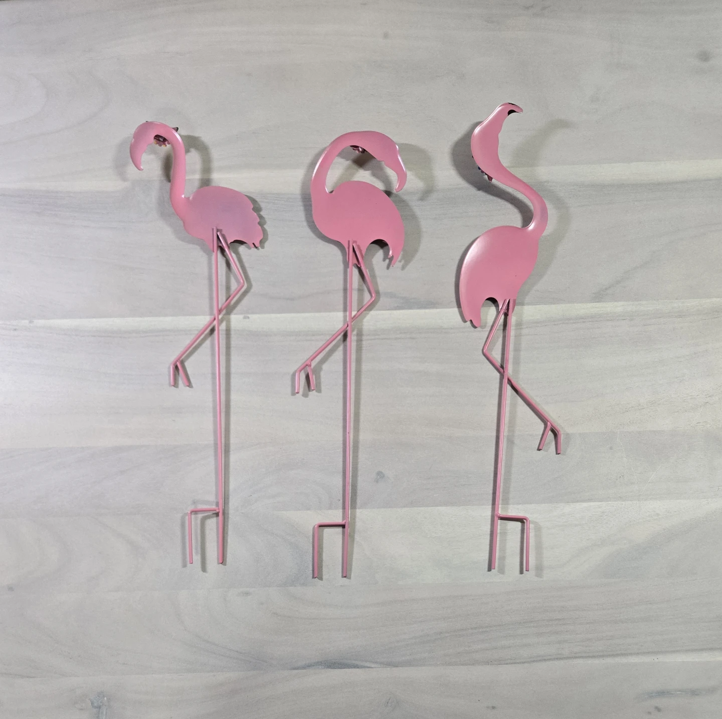 Set of 3 Pink Metal Flamingo Garden Stakes - photo 4