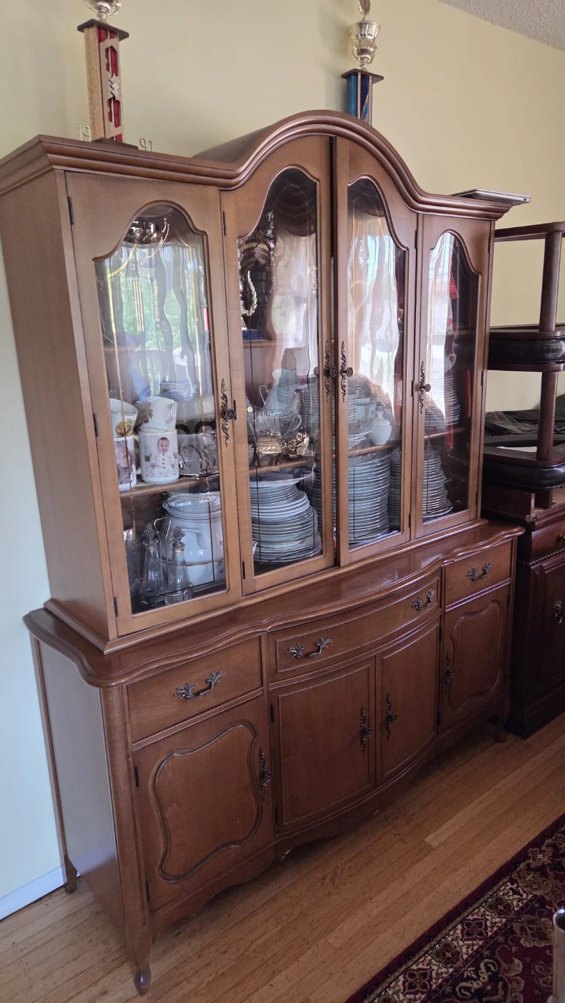 Wooden China Cabinet with Glass Doors