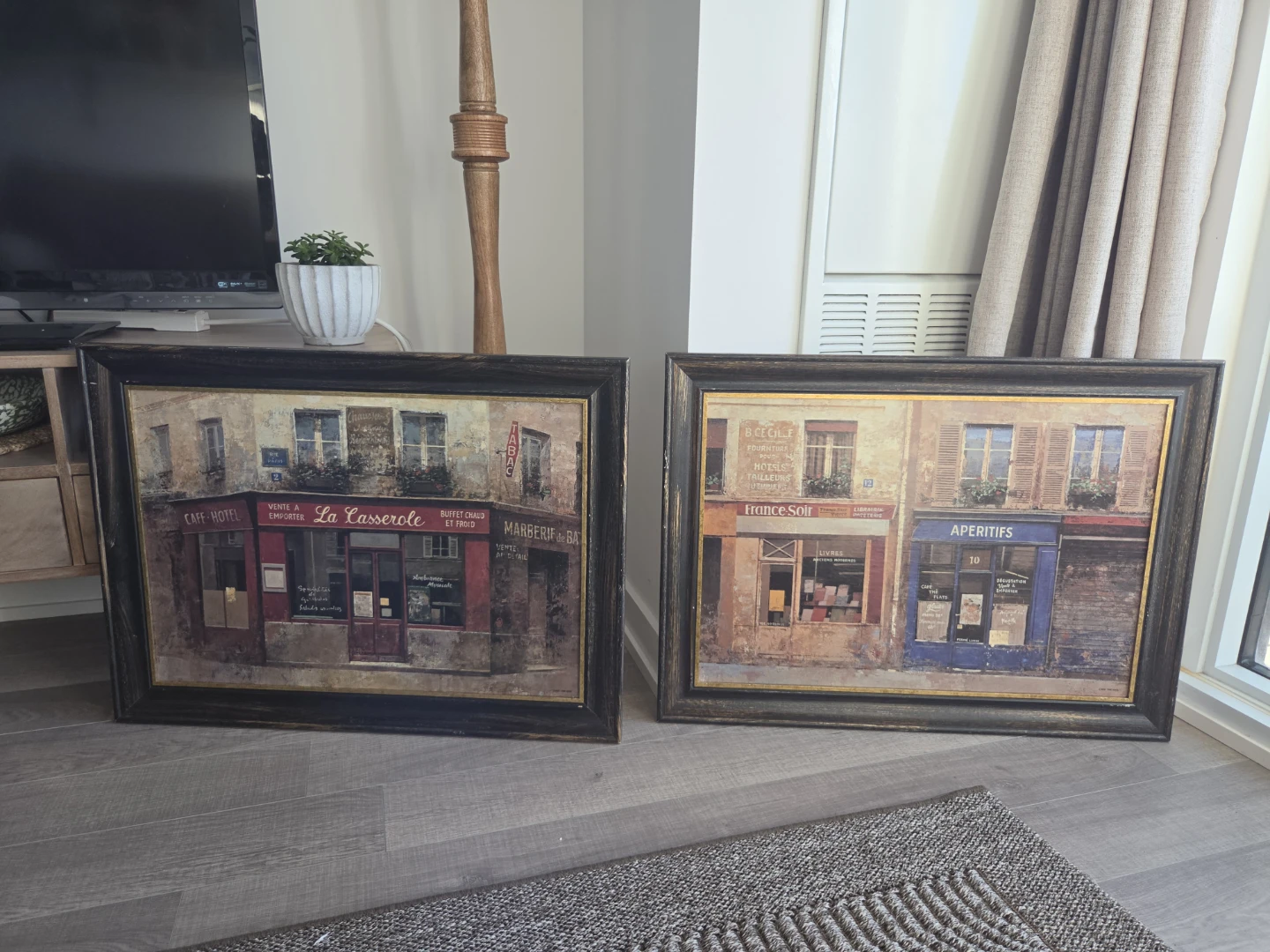 Set of Framed Parisian Shop Scene Wall Art