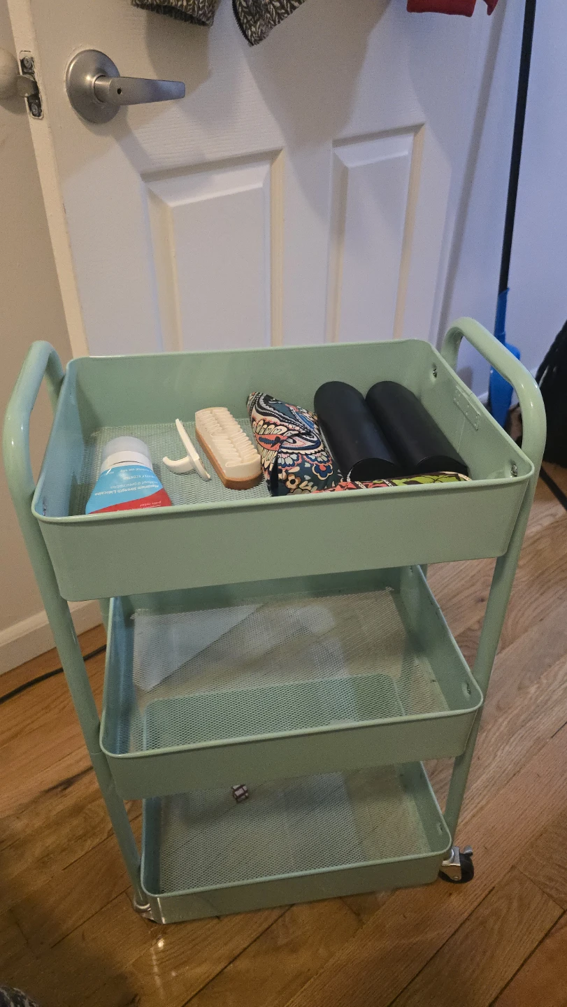 Mint Green 3-Tier Rolling Cart