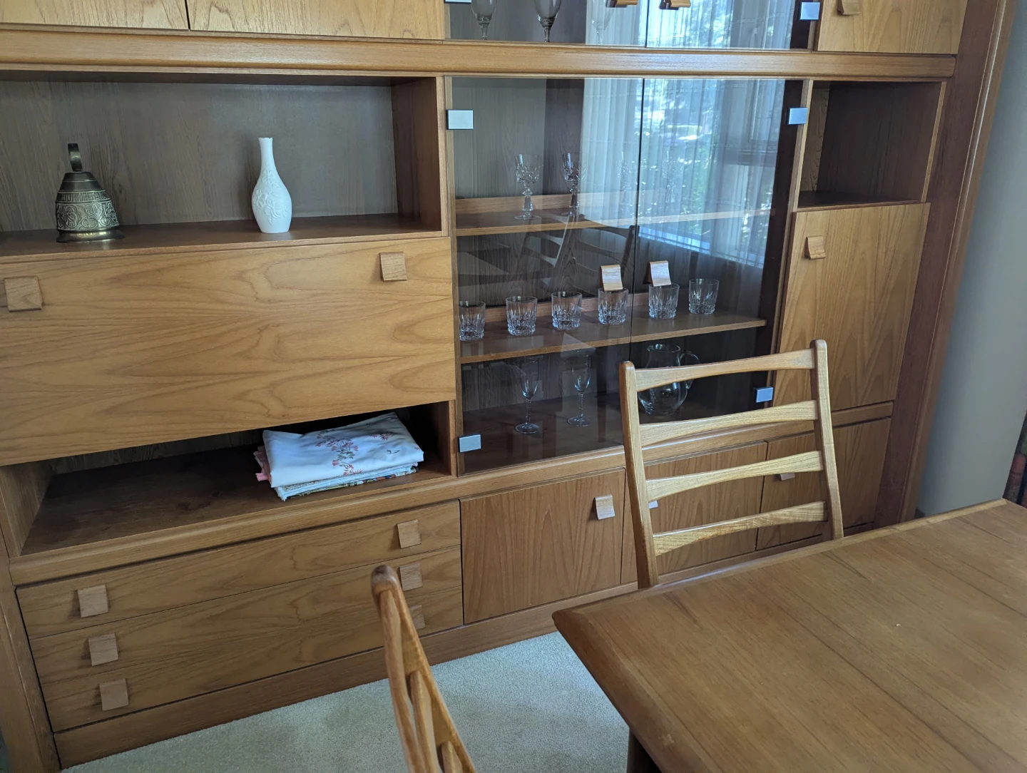 Teak Dining Table, chairs and wall unit - photo 5