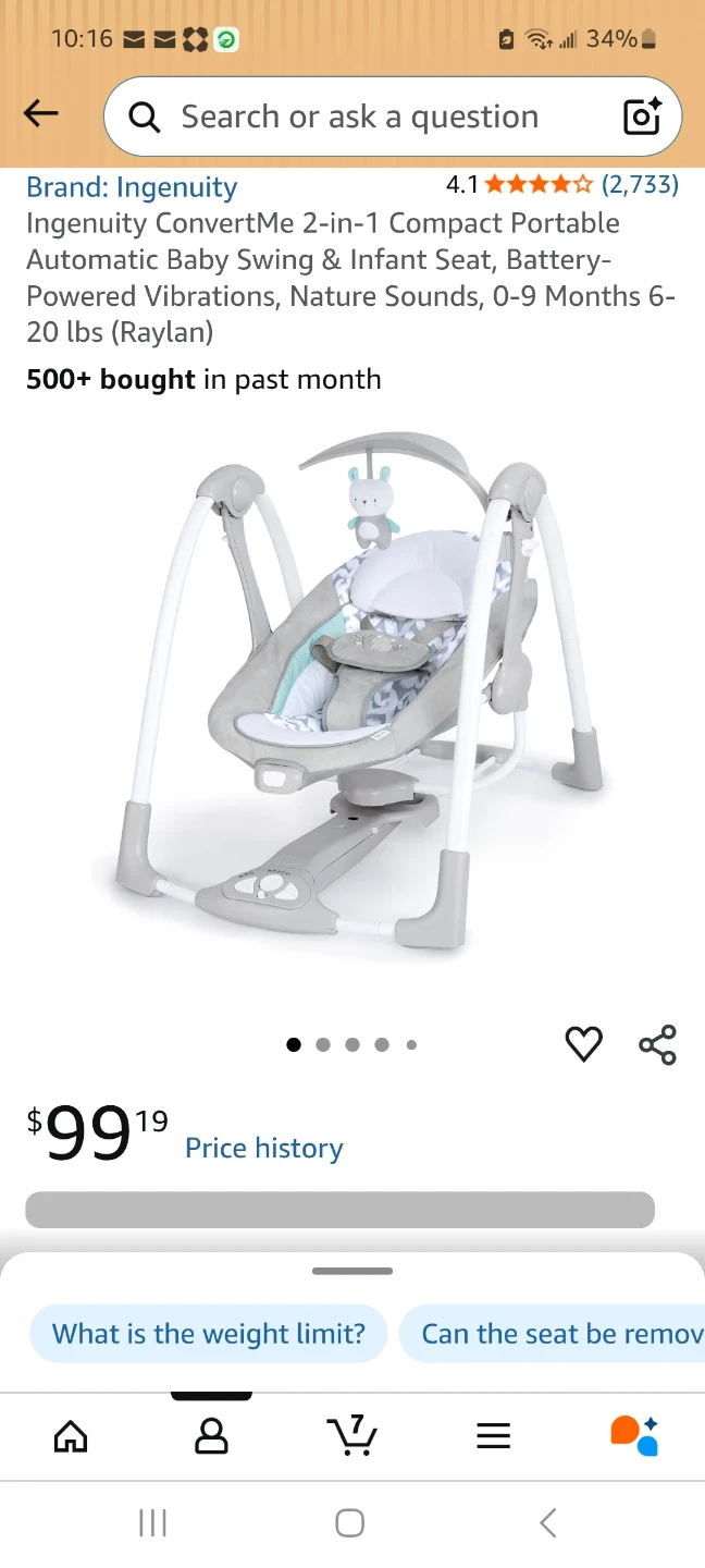 Ingenuity ConvertMe 2-in-1 Baby Swing & Infant Seat
