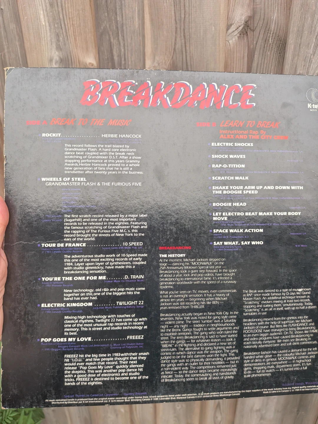Breakdance Compilation LP Record Album 1980's - photo 4