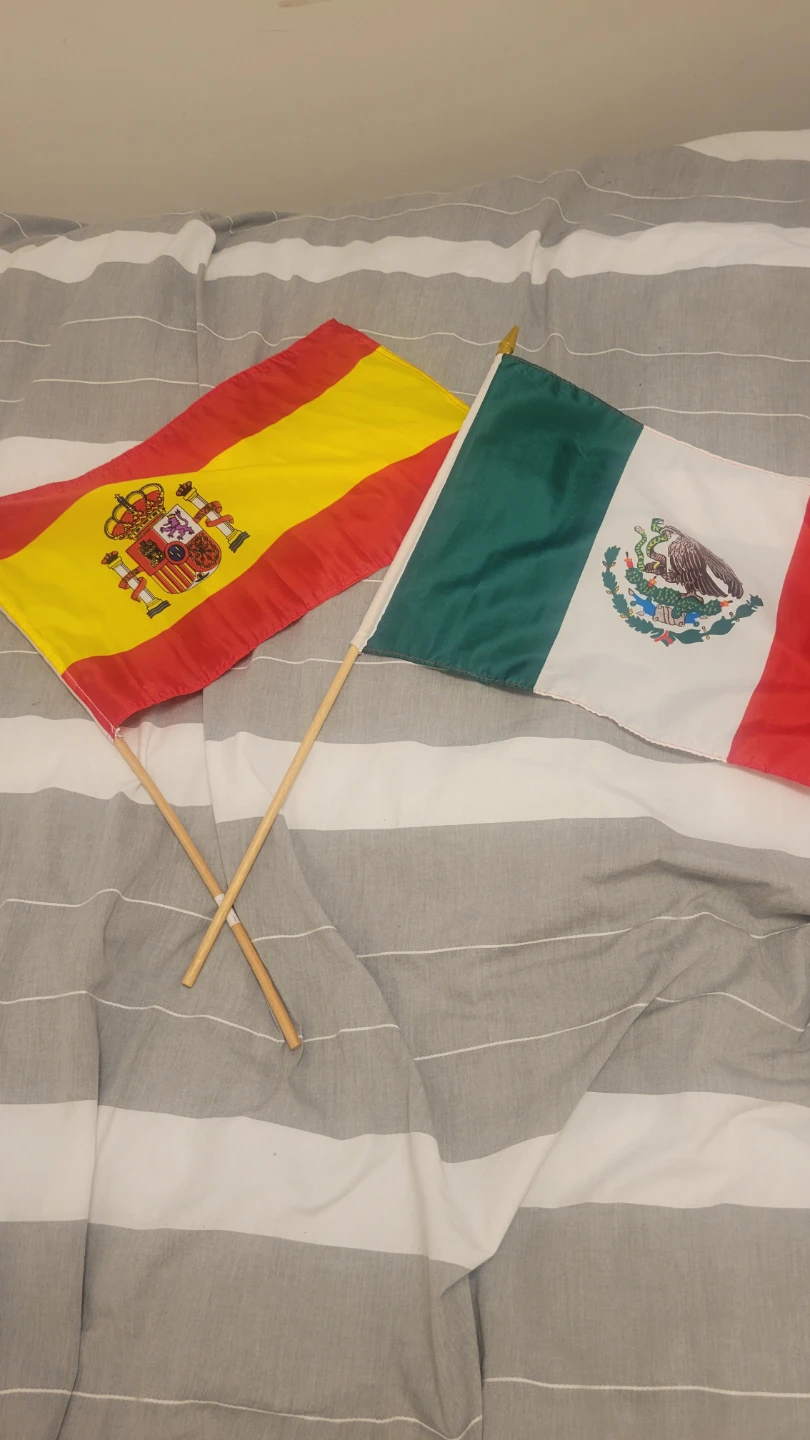 Spain and Mexico Handheld Flags