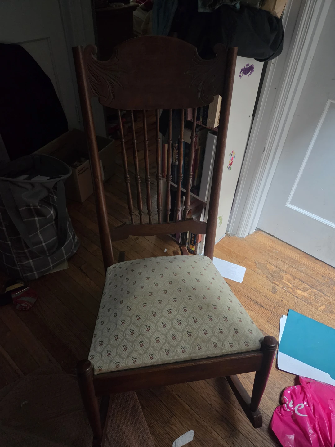 Wooden Rocking Chair with Padded Seat