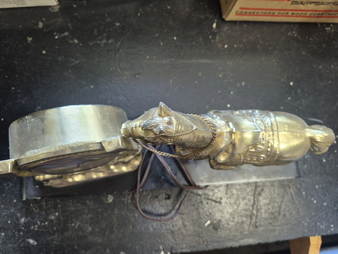 Silver Tone Horse Statue and Clock - photo 3