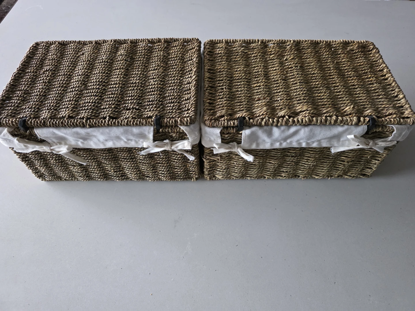 Woven Storage Baskets with Lids - Set of 2