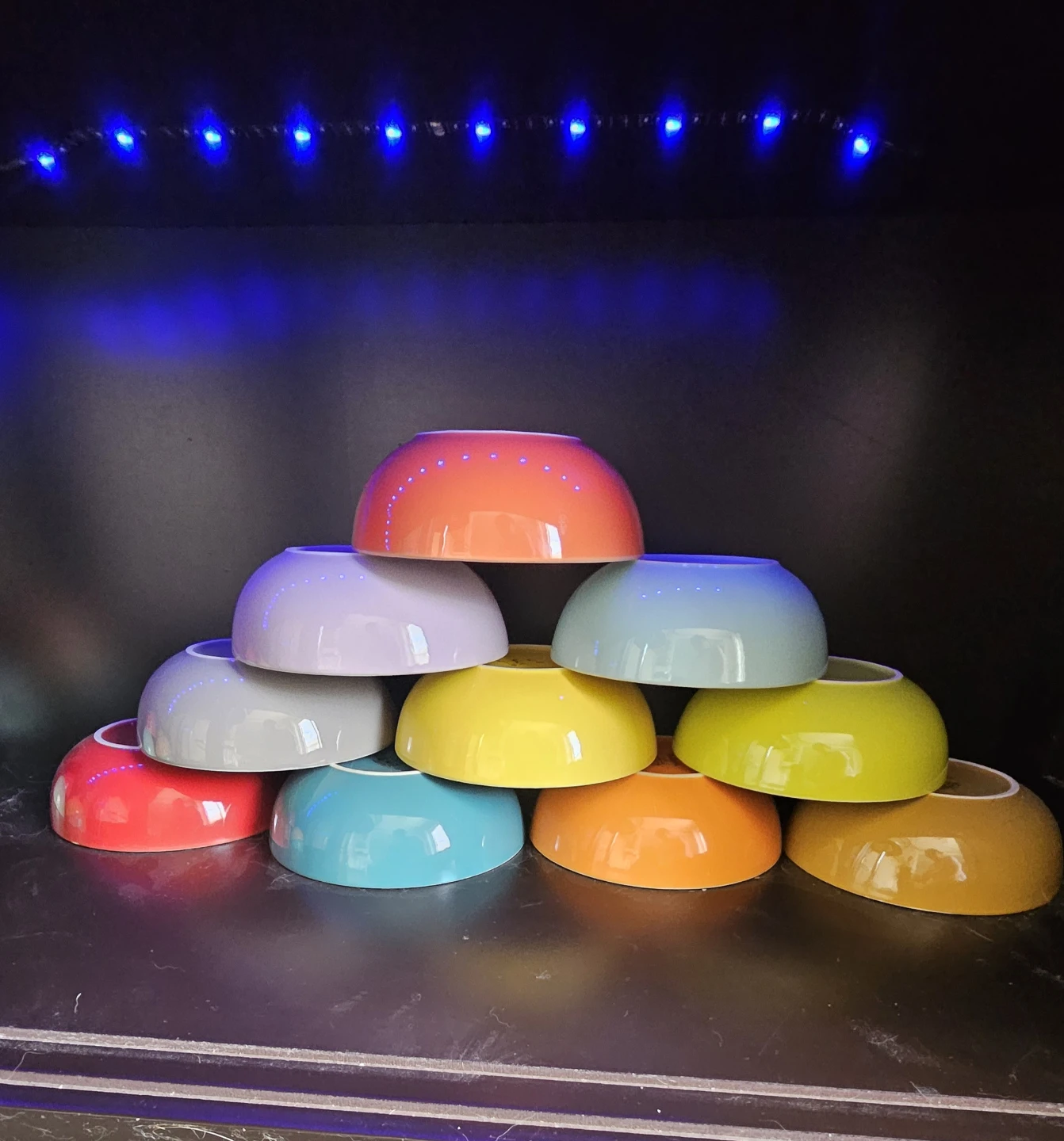 Set of 10 Assorted Colour Ceramic Bowls