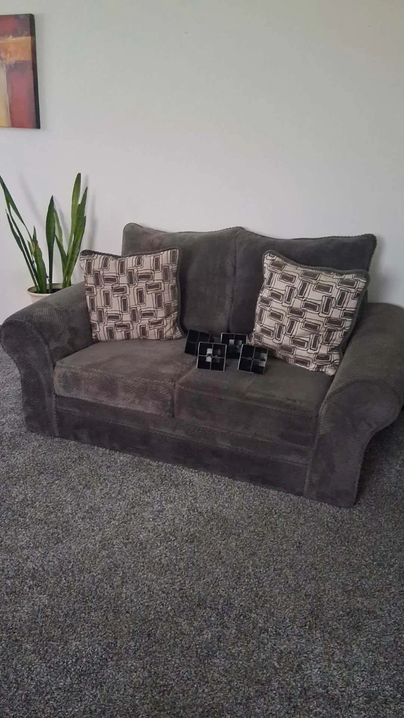 Gray Loveseat Sofa with Pillows