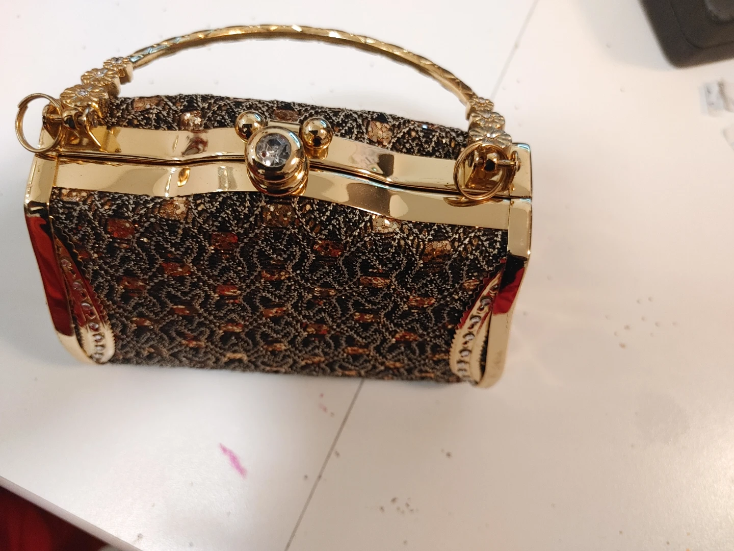 Ornate Gold and Black Evening Clutch Bag