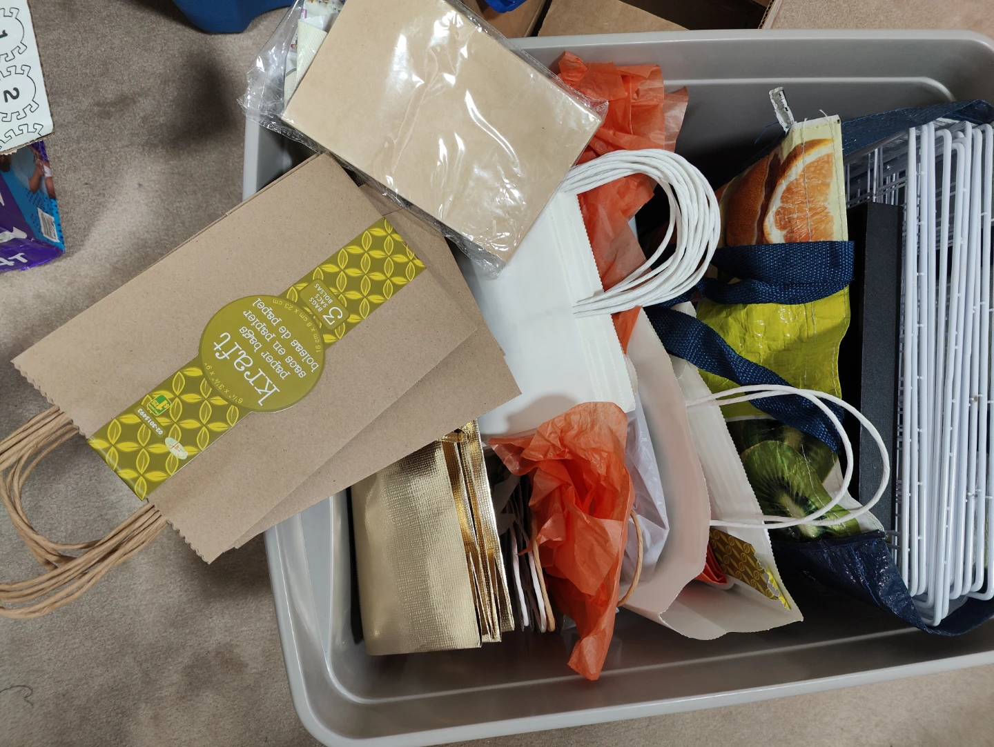 Assorted Gift Bags and Packaging Supp. + Shelves + ring display