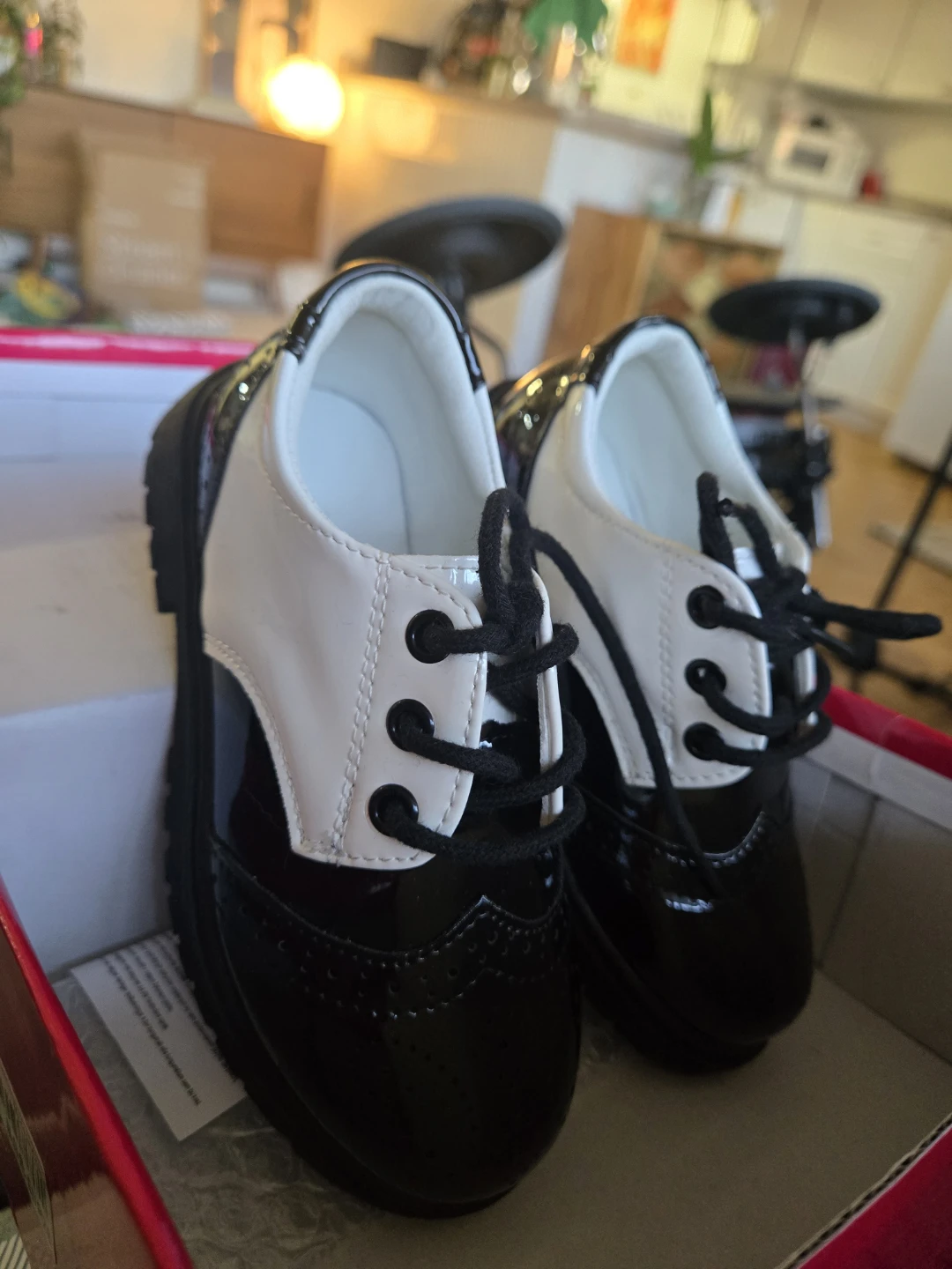 NEW, size 12 Kids-Black and White Patent Leather Shoes - photo 4