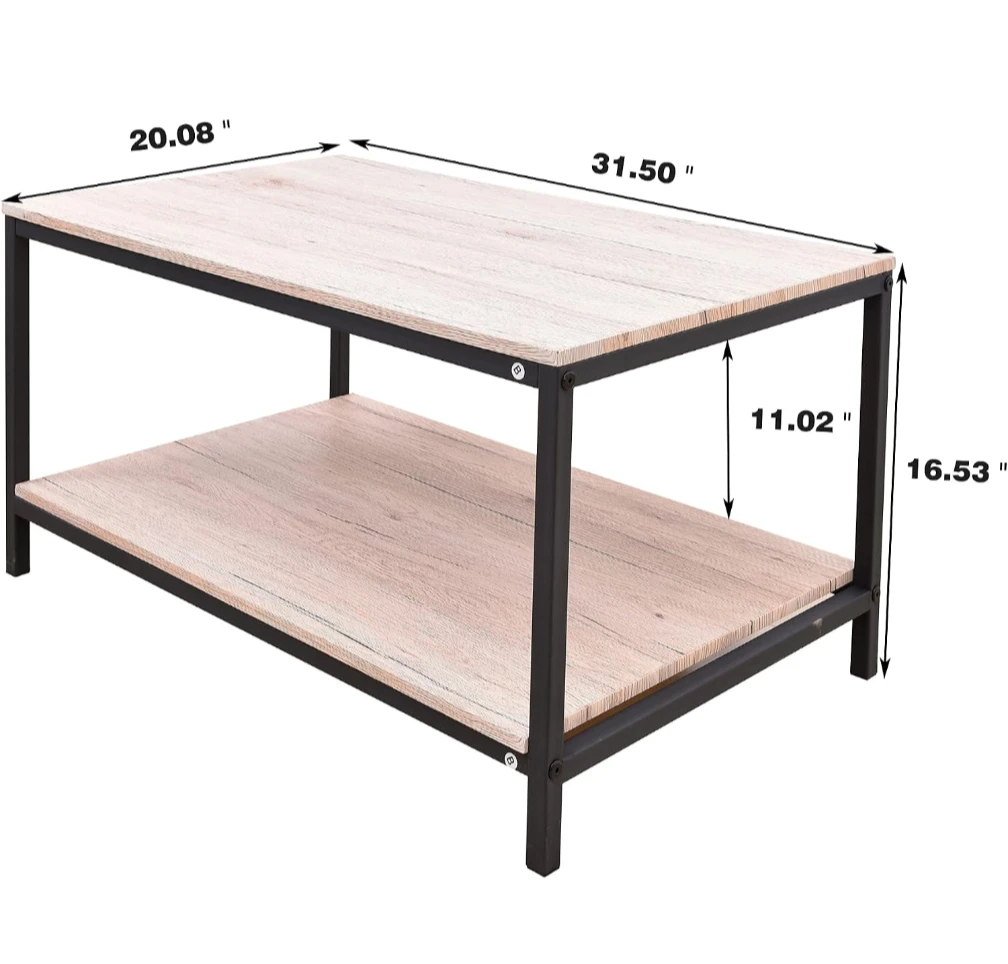 2-Tier Coffee Table with Wood Grain Top - photo 4