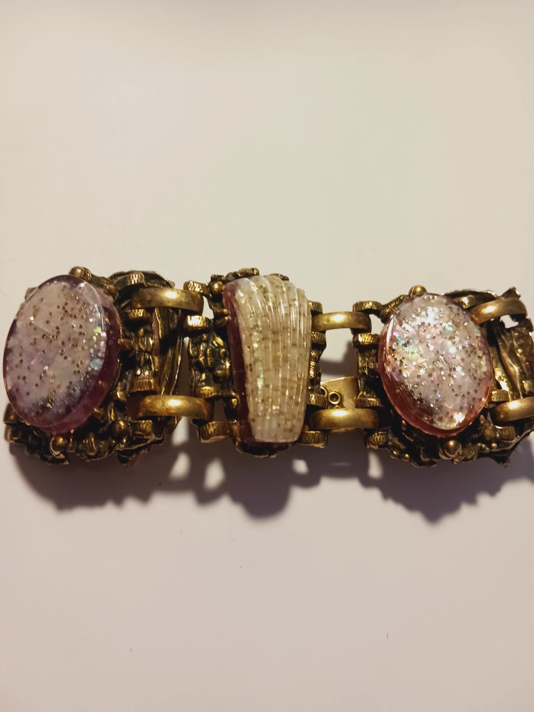 Vintage Chunky Bracelet with Glitter and Shell Accents - photo 3